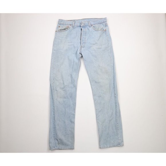 Vintage 80s Levis 501xx Mens 34x34 Distressed Button Fly Original Fit Jeans USA